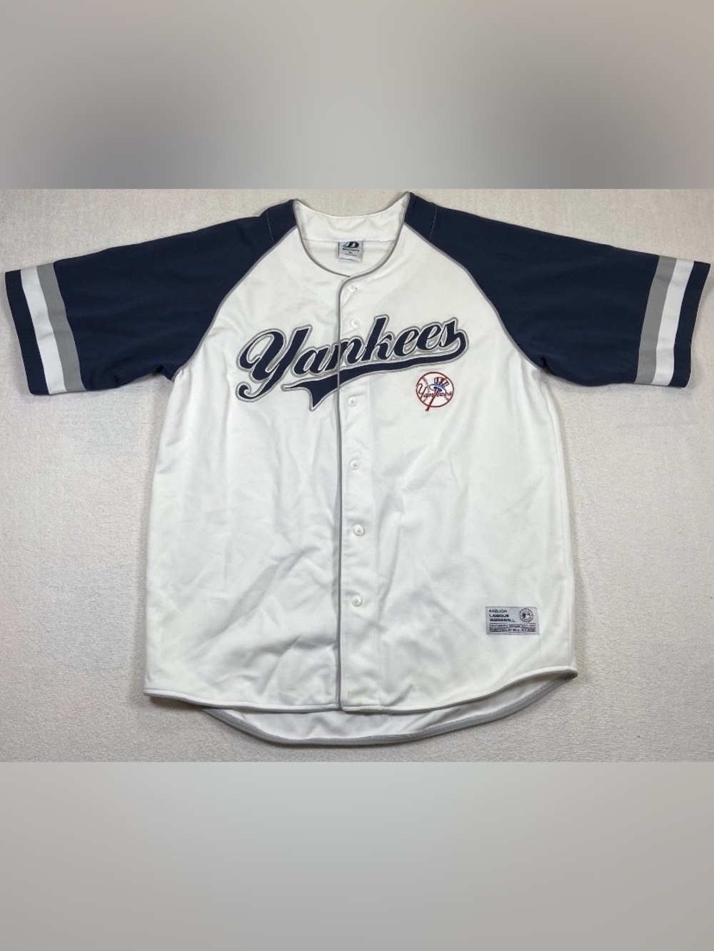 Dynasty New York Yankees Mens XL MLB Baseball Jersey White Navy Button Front
